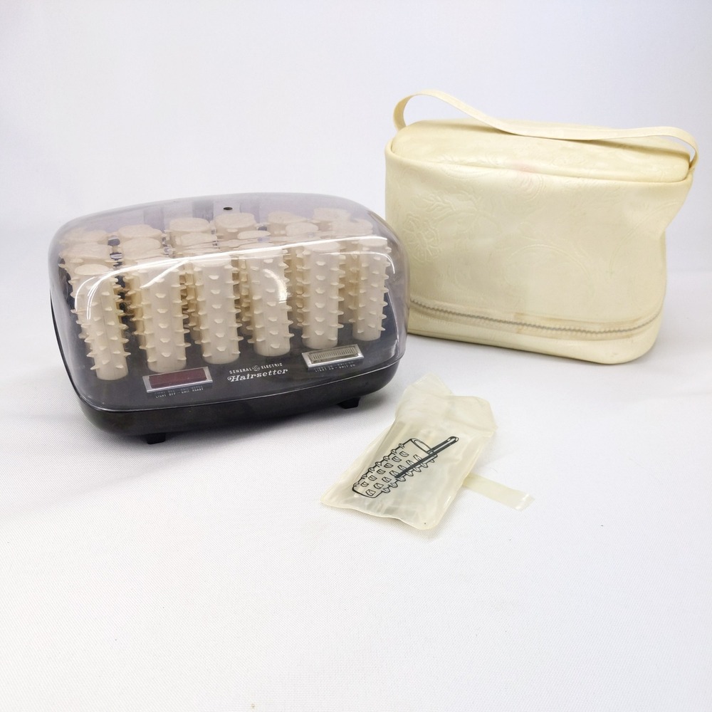 General Electric Hairsetter Black Vintage 18 Roller Set F2HCD1 Made in Italy